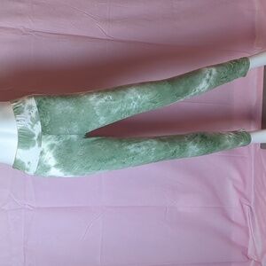 Fashion Nova Running On Coffee Tie Dye Sage Green Leggings size Medium